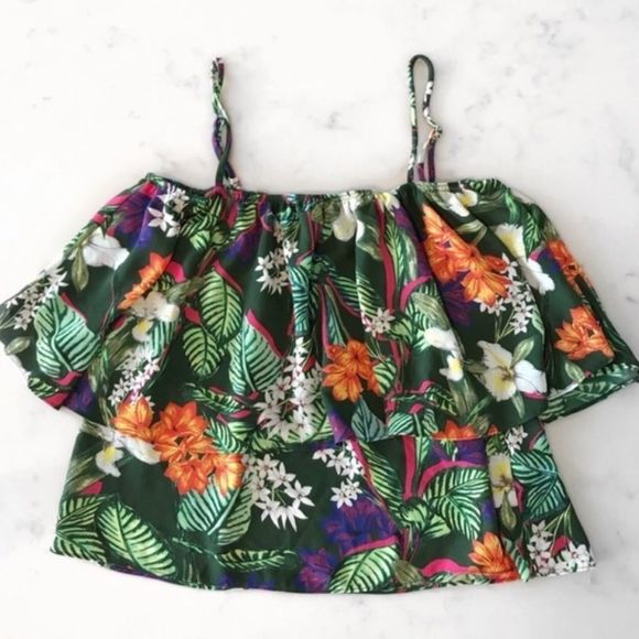 Anthropologie Everly Tropical Off Shoulder Top - Picture 5 of 6